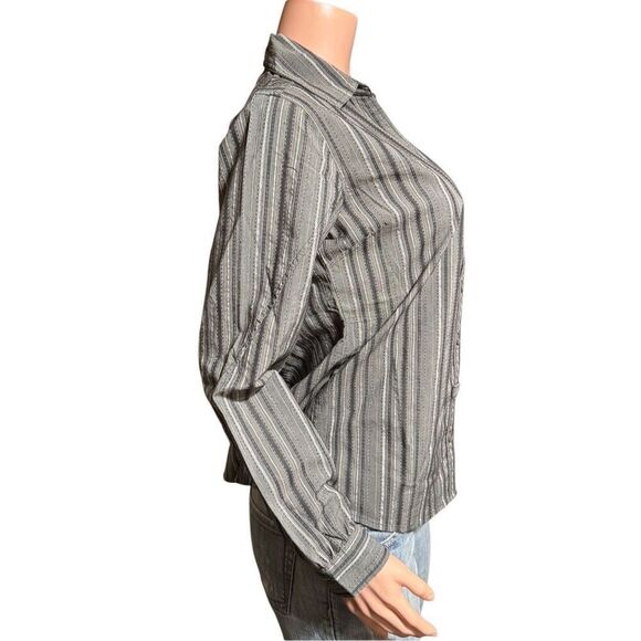 Pulp long sleeve ribbon grey stripe with darts button down Shirt M - Picture 5 of 5